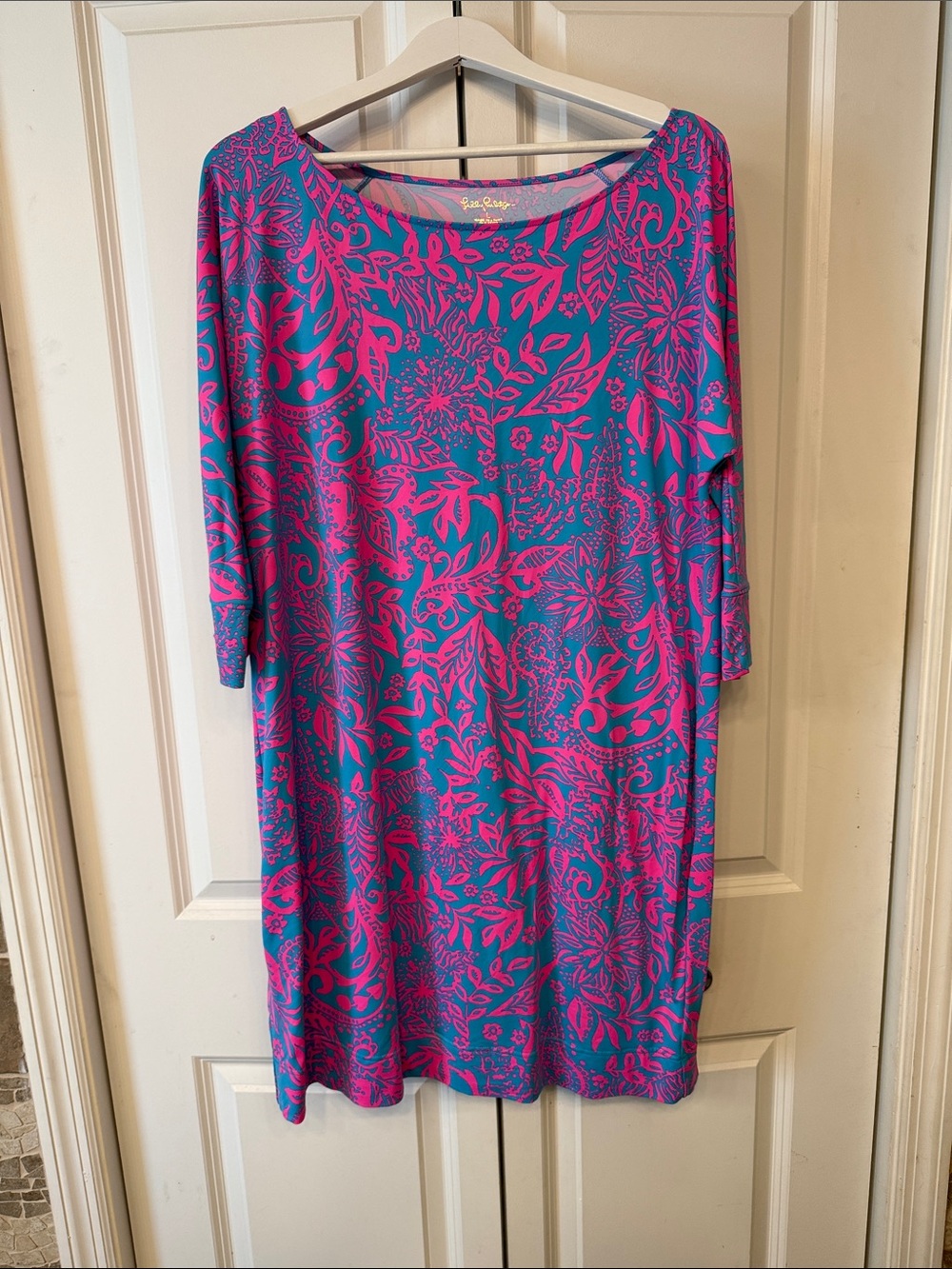Lilly Pulitzer Teal and Hot Pink Floral Swim Coverup